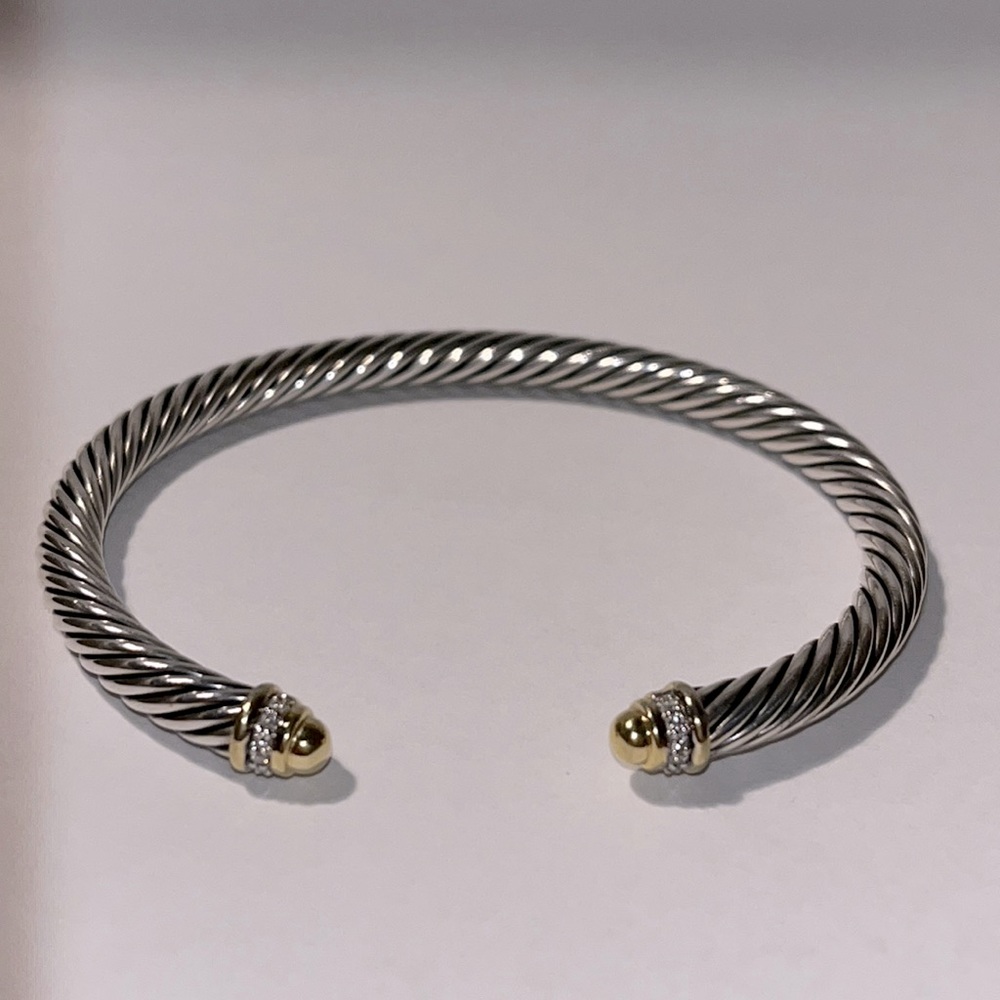 David Yurman Cable Classics Bracelet with 18K Yellow Gold Domes & Pavé Diamonds